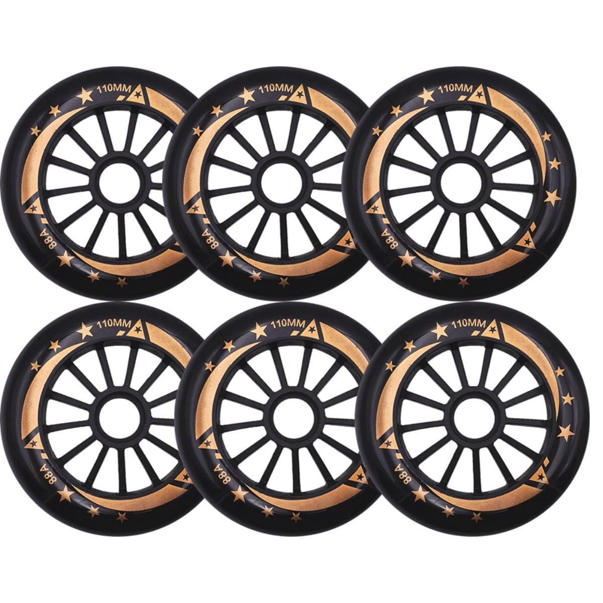 Inline Skate Wheels, 100 mm110mm, 88A Hardness, 6-Pack with ABEC-11 Bearings Replacement Wheels (100mm)