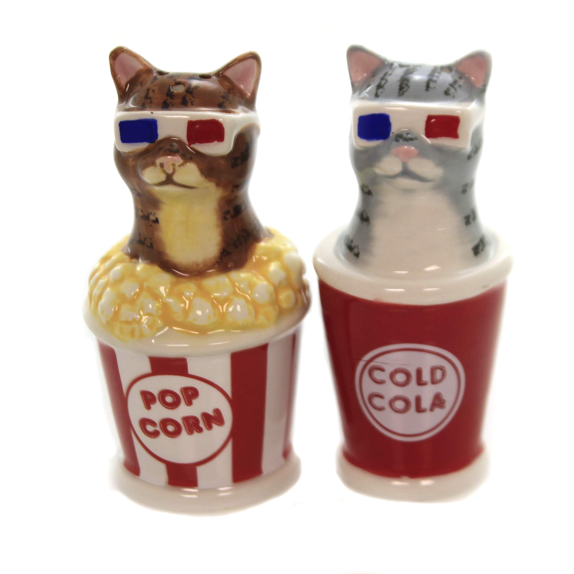 Pacific Giftware Movie Theater 3D Glasses Cats Salt and Pepper Shaker Set, 4 Inch