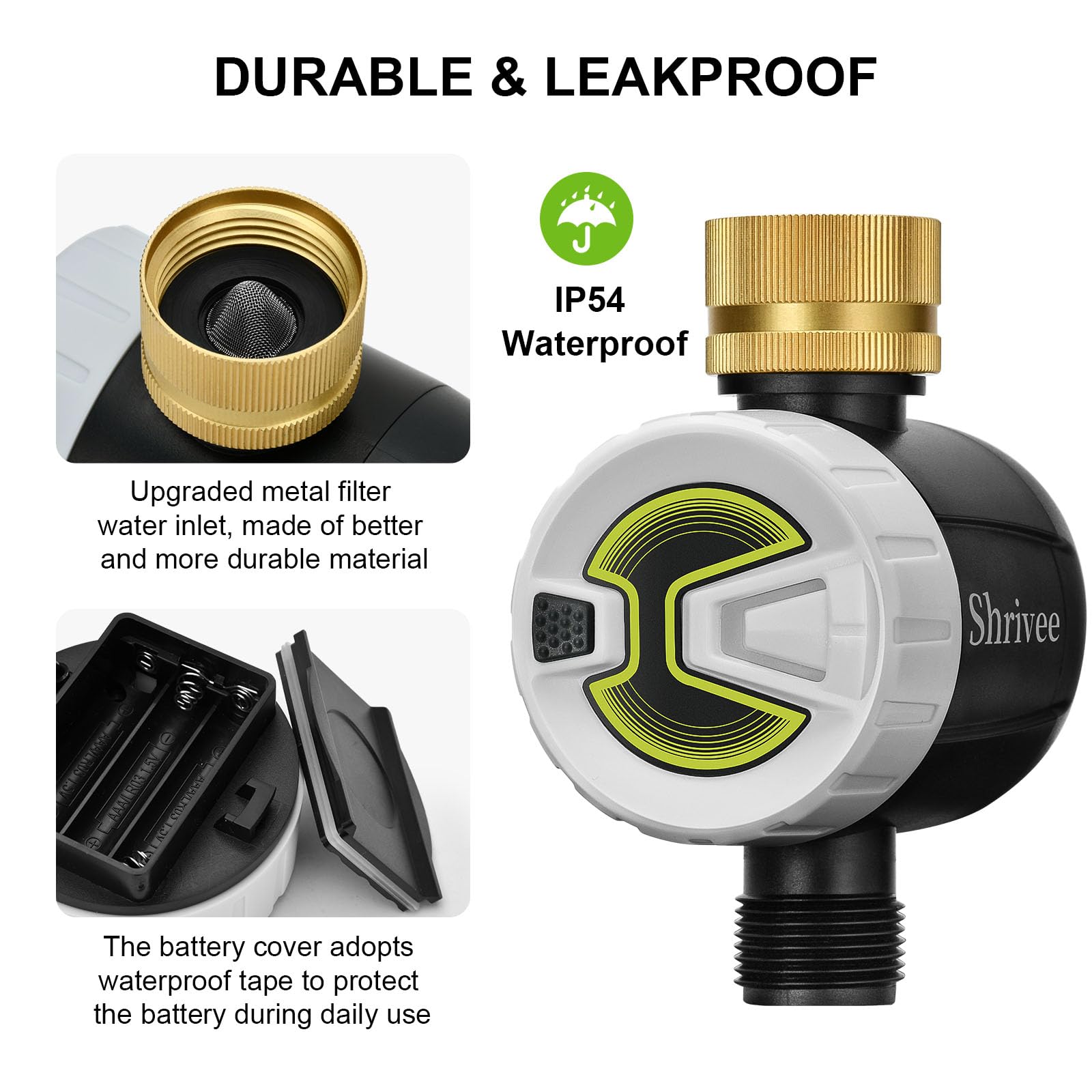 Computer di irrigazione WiFi con ingresso acqua in ottone, controllo app tramite WiFi 2,4 GHz e Bluetooth, ritardo delle precipitazioni, computer di irrigazione manuale/automatico, E0102B+009