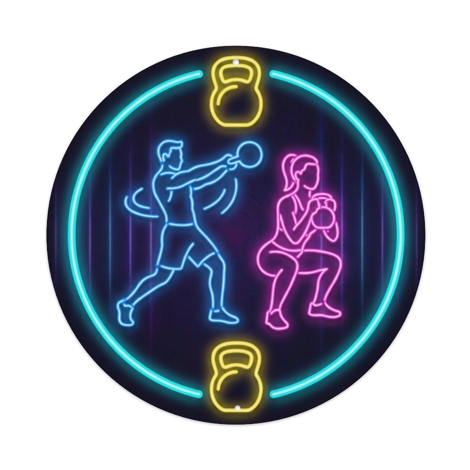 Vintage Faux Neon Gym Retro Bodybuilding Fitness Gains Metal Tin Sign