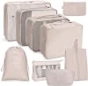 OSDUE Packing Cubes for Suitcases, 9PCS Travel Luggage Packing Organizers Waterproof Travel Essentials Bag Accessories Clothes Shoes Cosmetics Toiletries Storage Bagsa-Beige