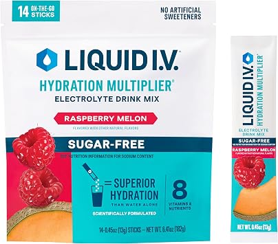 Liquid I.V. Sugar Free Hydration Electrolytes, Raspberry Melon, 14 Count