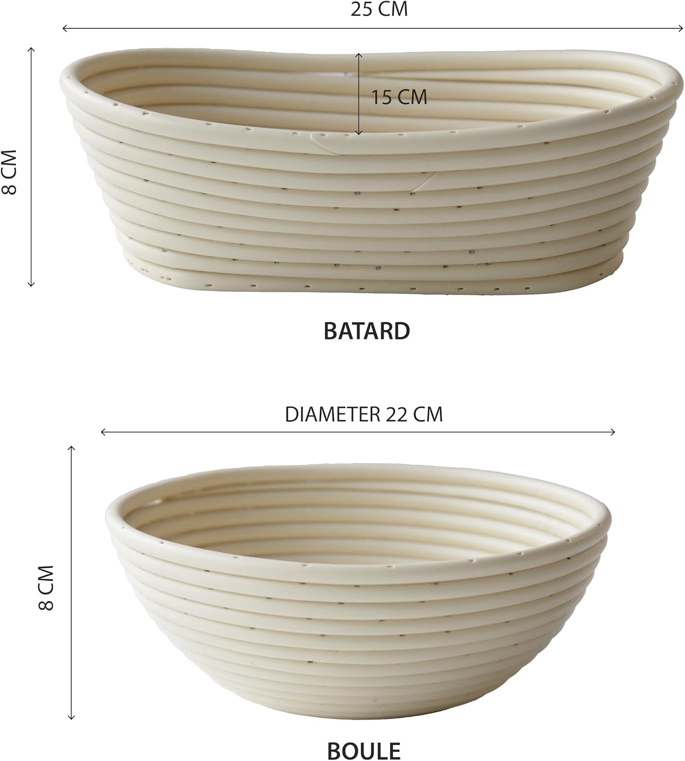 Plastic Rattan Banneton Bread Proofing Basket - Waterproof - Sourdough Proofing Basket, Bread Rising Bowl - Artisan Sourdough Bread Making Kit Includes Linen Liner (Beige, Oval, Oval)