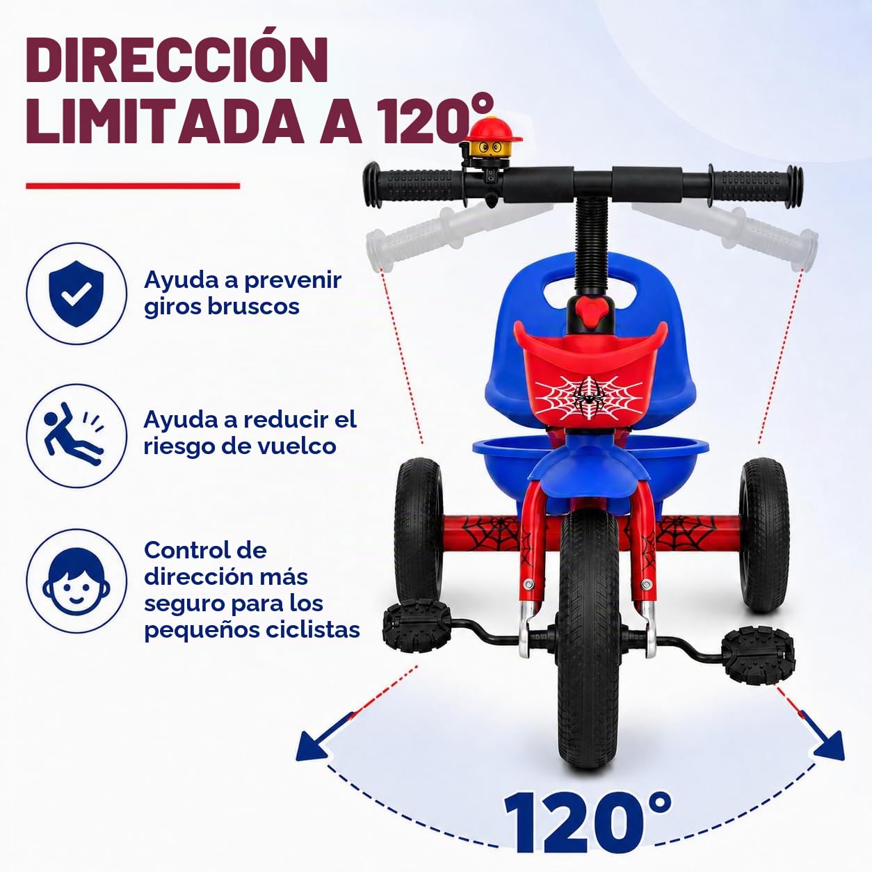Triciclo Araña para Niños Pequeños de 1 a 5 Años, Bicicleta de Equilibrio para Bebés con Asiento Ajustable y Cesta de Almacenamiento Grande Niños y Niñas de 1 a 5 Años.