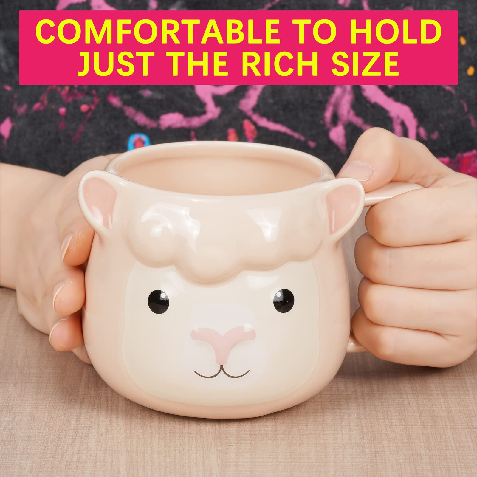 Taza de café de 14 onzas, taza de café de porcelana 3D para mujeres, Navidad, inauguración de la casa, regalos de cumpleaños para mujeres, mamá, niños, profesora y mejor amiga, rosa