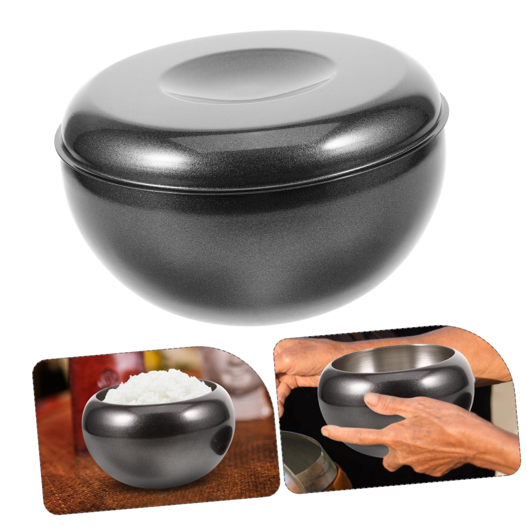 COLLBATH Tazón De Inoxidable Para Ensaladas y Alimentos Bowl Portátil Para Arroz y Frutas Para Reuniones Familiares y Eventos