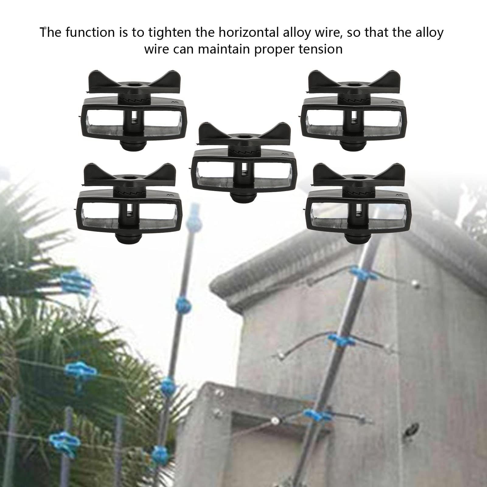 Tendifilo per Recinto Elettrico Accessori per Recinto Elettronico 50Pcs Tendifilo per Recinto Elettrico Tenditore per Filo in Lega per Recinto Elettronico da Giardino Portatile (Nero)