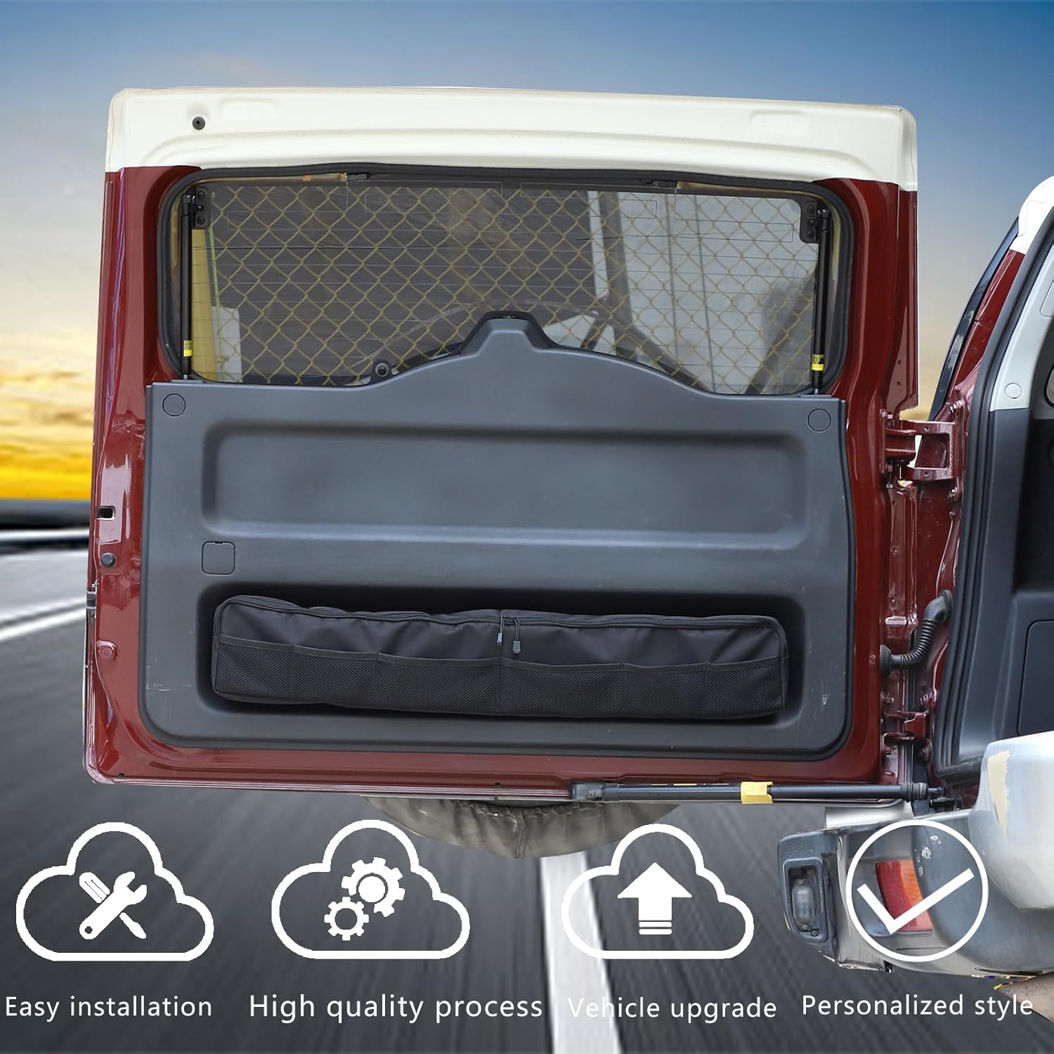 HAPPYHORSE Car Trunk Storage Organizer Compatible with Toyota FJ Cruiser 2007-2021 Rear Tailgate Storage Organizer，Oxford Cloth Car Storage Bag