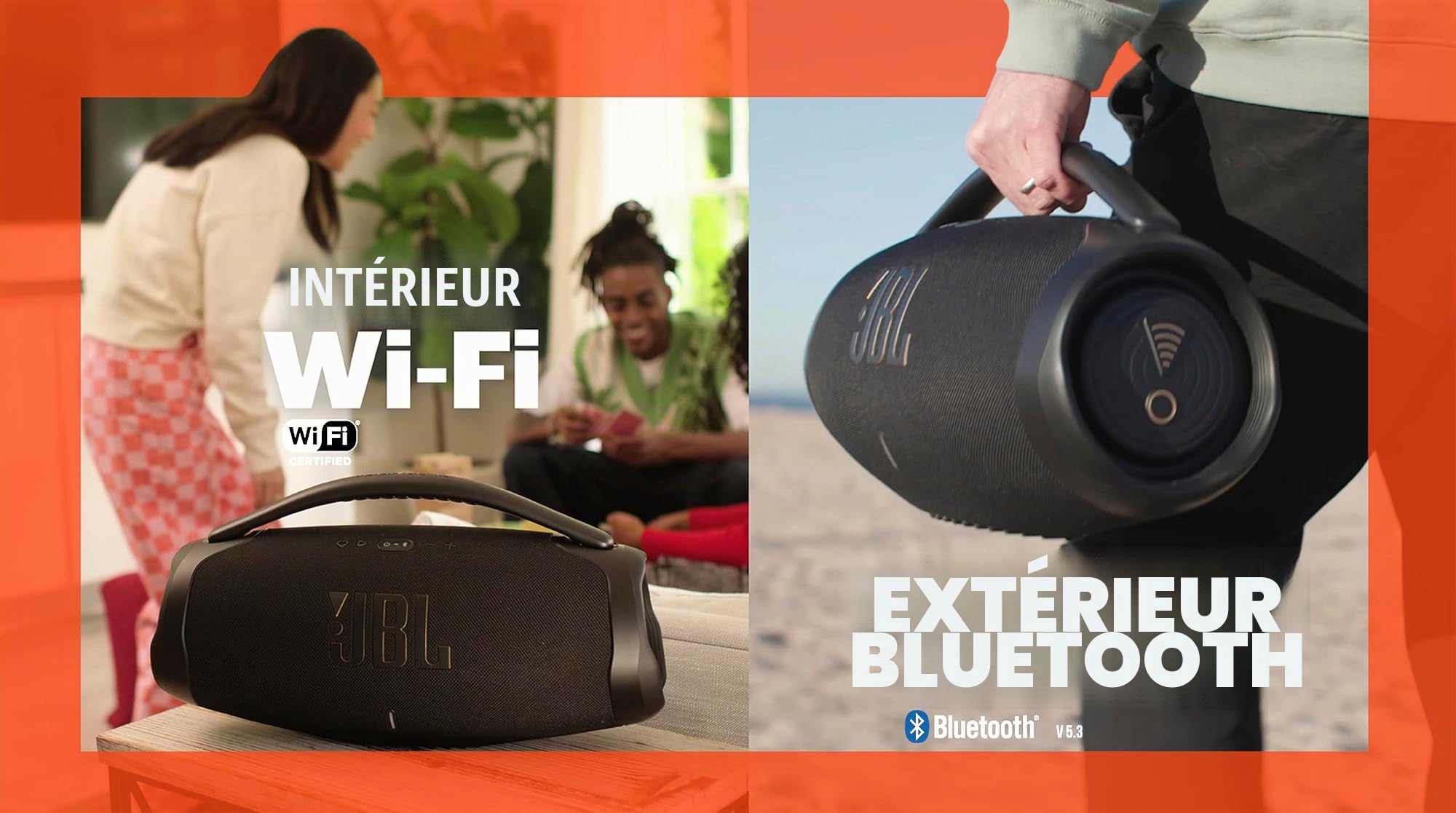 JBL Boombox 3 Wi-FI - Enceinte Portable Wi-FI puissante et Bluetooth - Noir