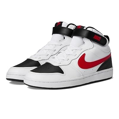 Nike Kids Court Borough Mid 2 (Little Kid) Kids Shoes White/University Red/Black