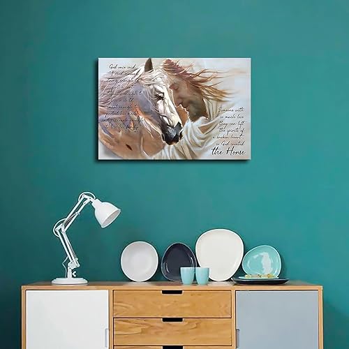Miniatura 2 de Póster con texto en inglés So God Created the Horse para decoración de pared del hogar, paisaje de Jesús, cristiano, religioso, lienzo impreso en