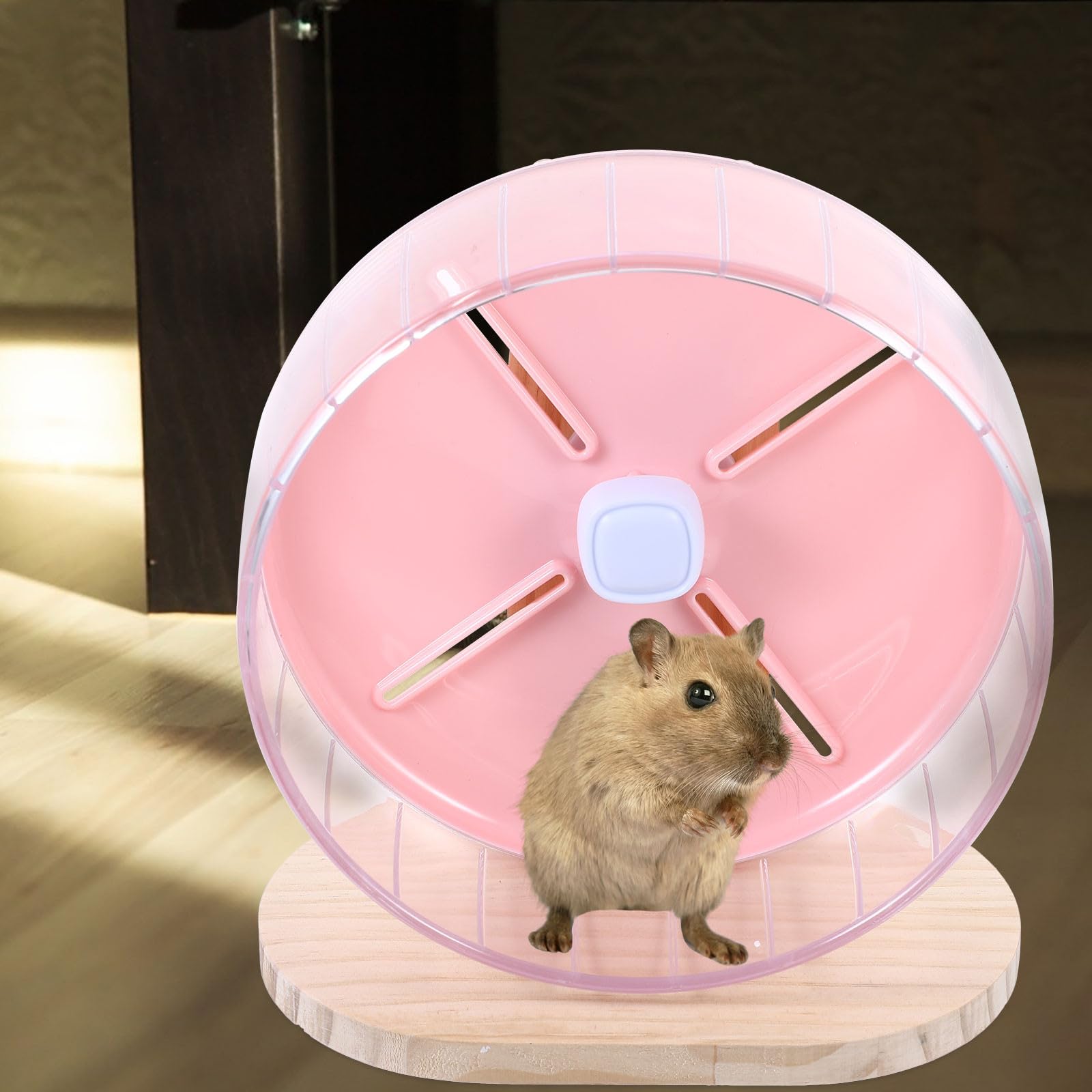 ibasenice Hamsterrad Leise 20cm aus Abs und Holz Platzsparendes Laufrad für Hamster und Eichhörnchen Niedliches und Kleines Laufrad zur Beschäftigung