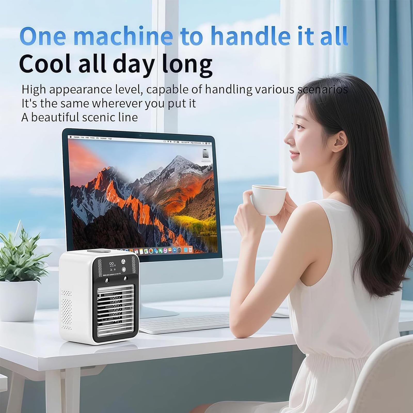 Rafraîchisseur D'air Par évaporation Portable Avec Réservoir D'eau De 500 Ml, 3 Modes De Refroidissement, Fonction Humidificateur Et Brumisation, Ventilateur De Bureau Rechargeable Pour La Maison
