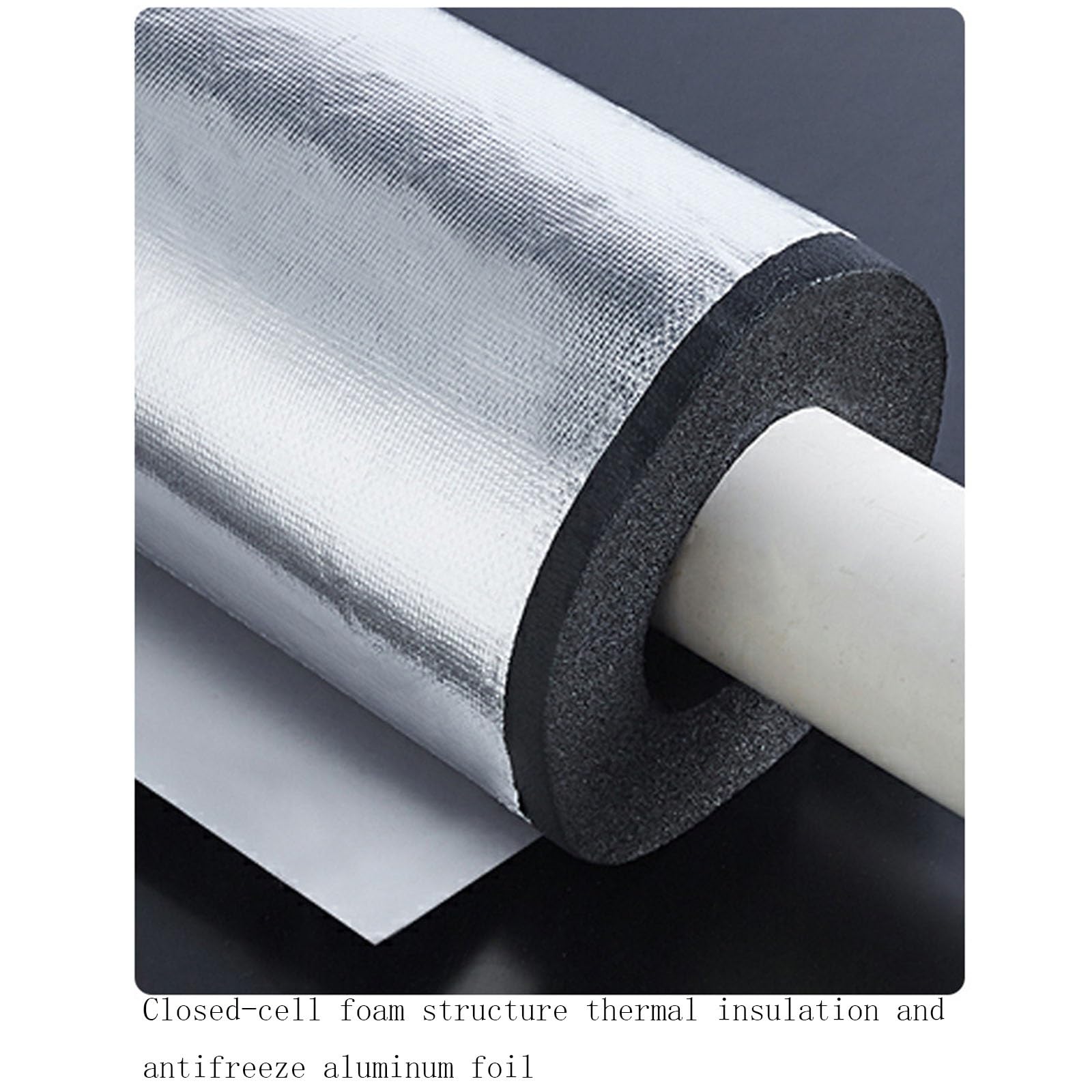 Funda de aluminio autoadhesiva impermeable ignífuga para tuberías de goma y plástico, aislamiento térmico anticongelante, 22 mm x 20 mm x 1 m