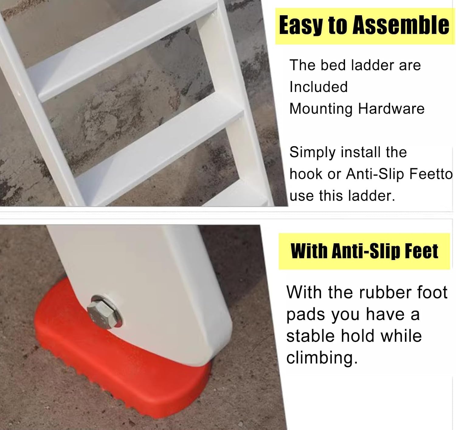 Sturdy Wooden Bunk Bed Ladder Antislip Steps 3/4/5 Rungs 330 LB Capacity Ideal for Apartments Durable Indoor Use Twin Bed Accessory Safe & Reliable.