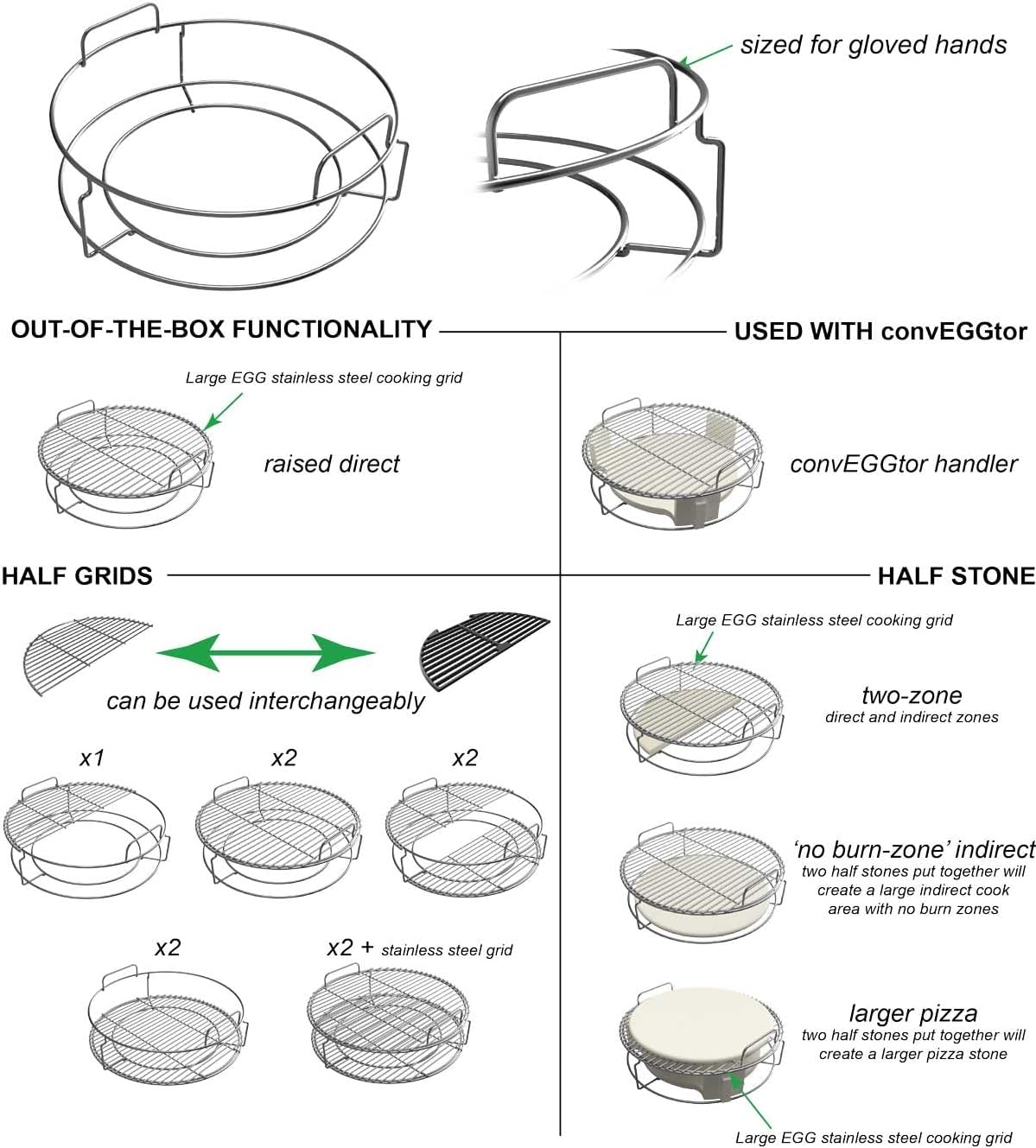 Big Green Egg 1 Piece ConvEGGtor Basket for XL