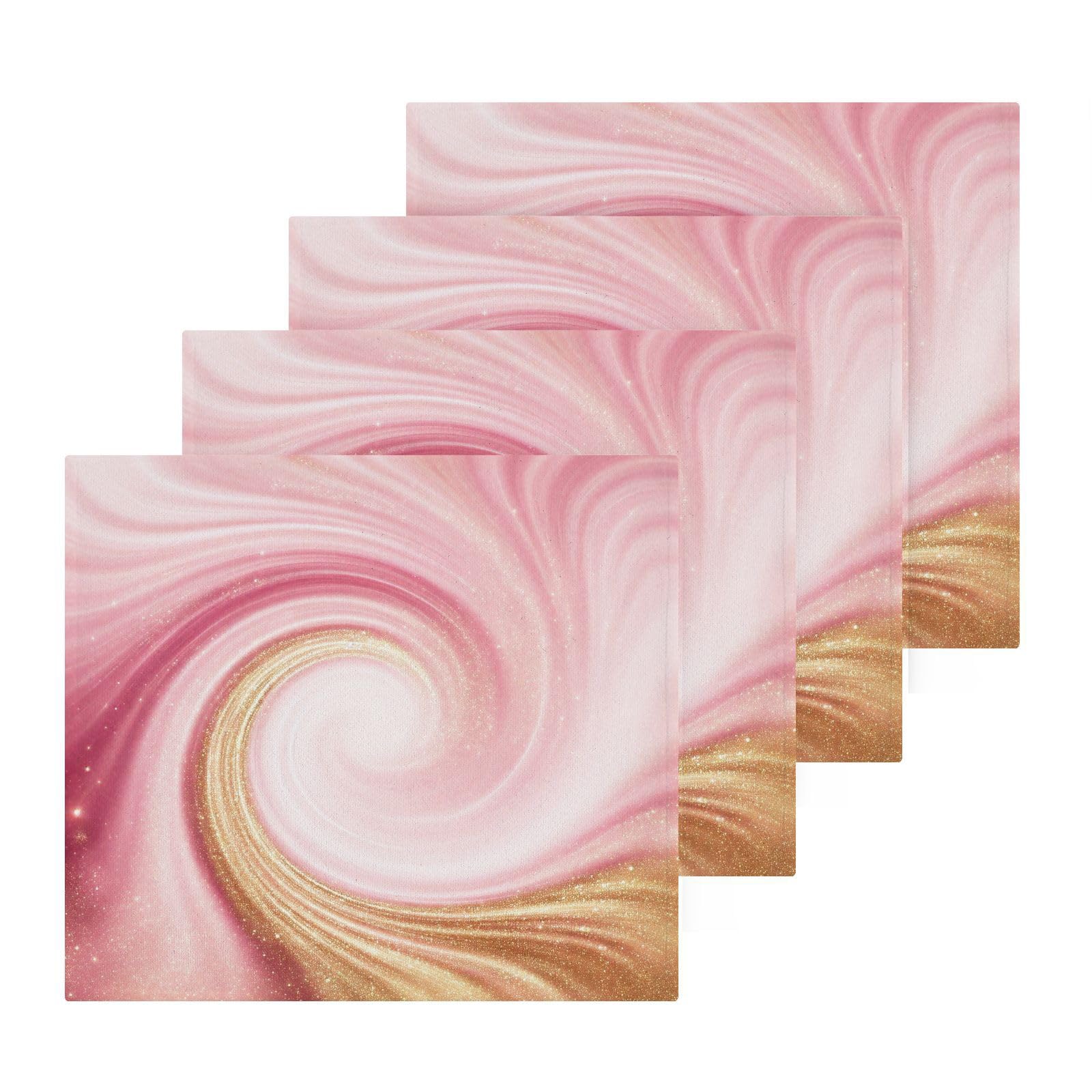 YANENDIE Pink Gold Vortex Washcloths Towels, Highly Absorbent and Soft Cotton Face Cloths, 4 Pack Quick Dry Wash Cloths - 12 X 12 Inches