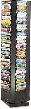 Safco 4325BL Steel Rotary Magazine Rack 92 Compartments 14w x 14d x 68h Black