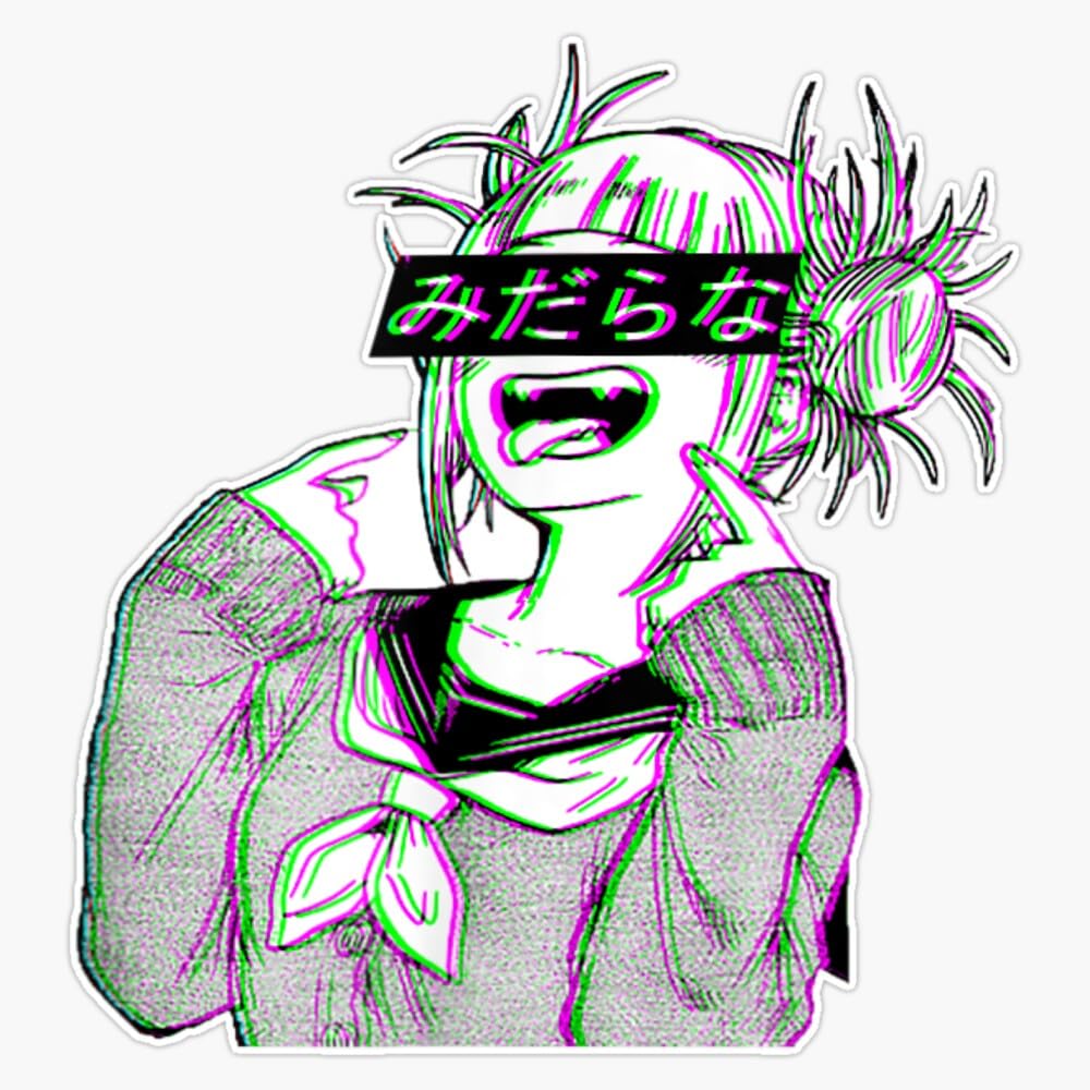 Hot Japanese Girl Aesthetic Vaporwave Anime Sticker Vinyl Waterproof Sticker Decal Car Laptop Wall Window Bumper Sticker 5"