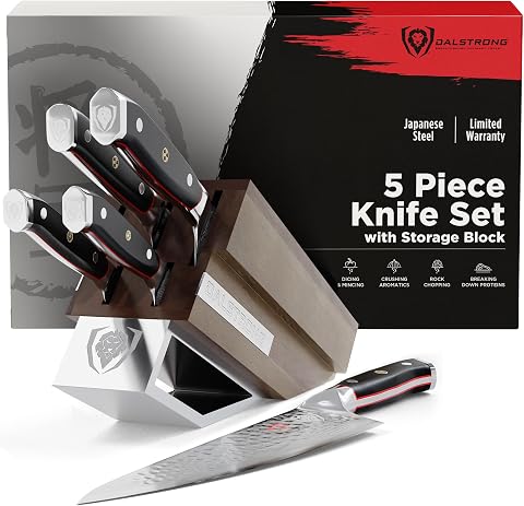 Dalstrong 5-Piece Japanese Knife Block Set - 66-Layer Damascus AUS-10V