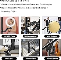 Vista 2 de Taisioner Abrazadera de doble abrazadera para paraguas de montaje súper abrazadera de cámara abrazadera de poste para soporte de monitor brazo