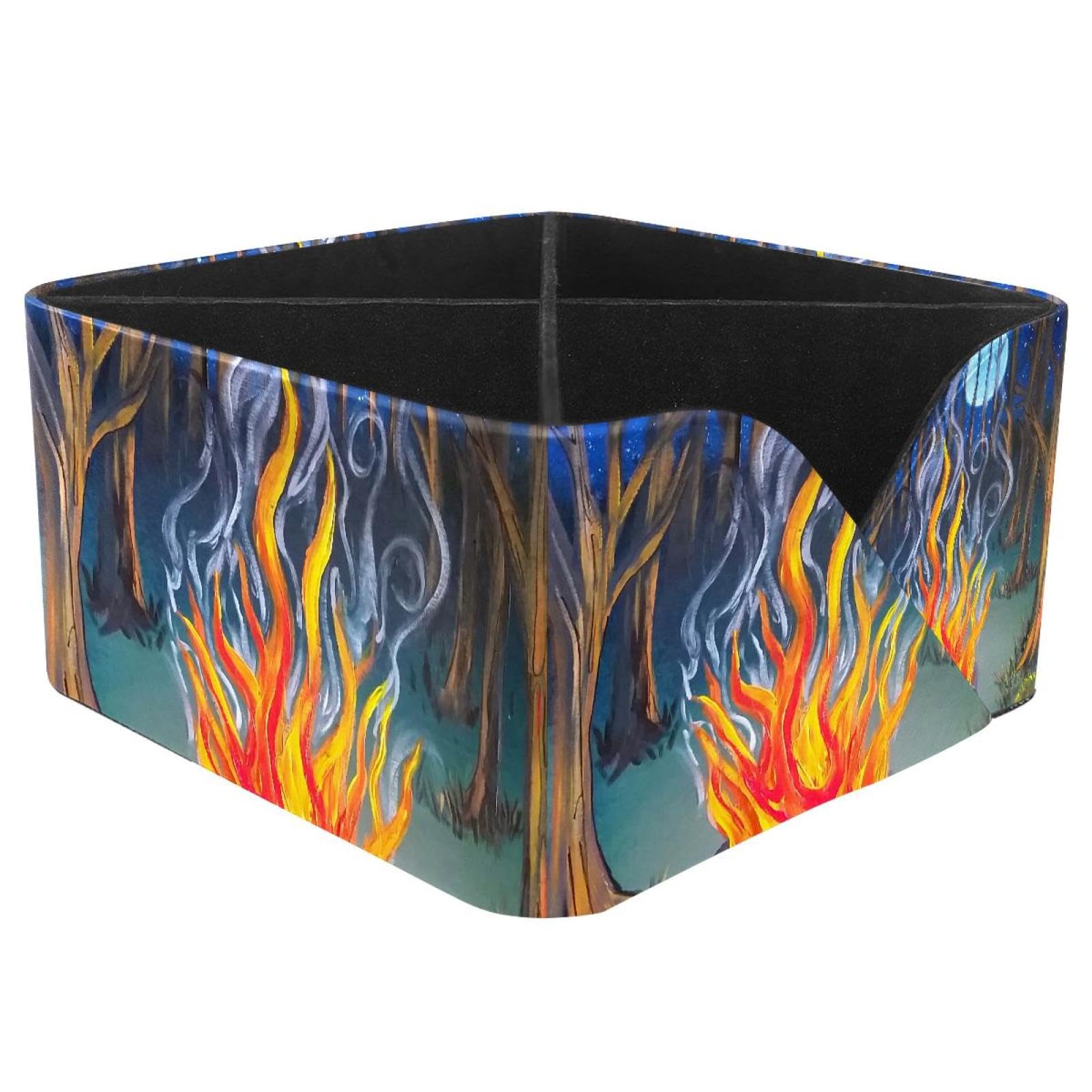 KengjuTesu Campfire Moonlight Desktop Organizer Pen Holder, Rectangular Pencil Cup for Office, Study and Makeup Stations