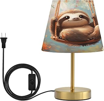 Cute Sloth Swing Dimmable Table Lamp Night Light Bedroom Lamps for Nightstand Living Room Dorm Home Office Desk, LED Bulb Included, M