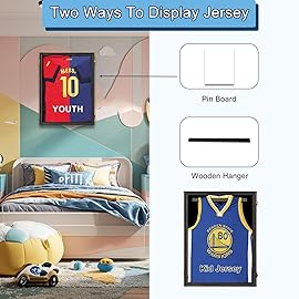 Jinchuan Youth Jersey Frame Display Case - Kids Jersey Frame Shadow Box Lockable with UV Protection for Baseball Basketball Football Soccer Hockey Sport Shirt Black
