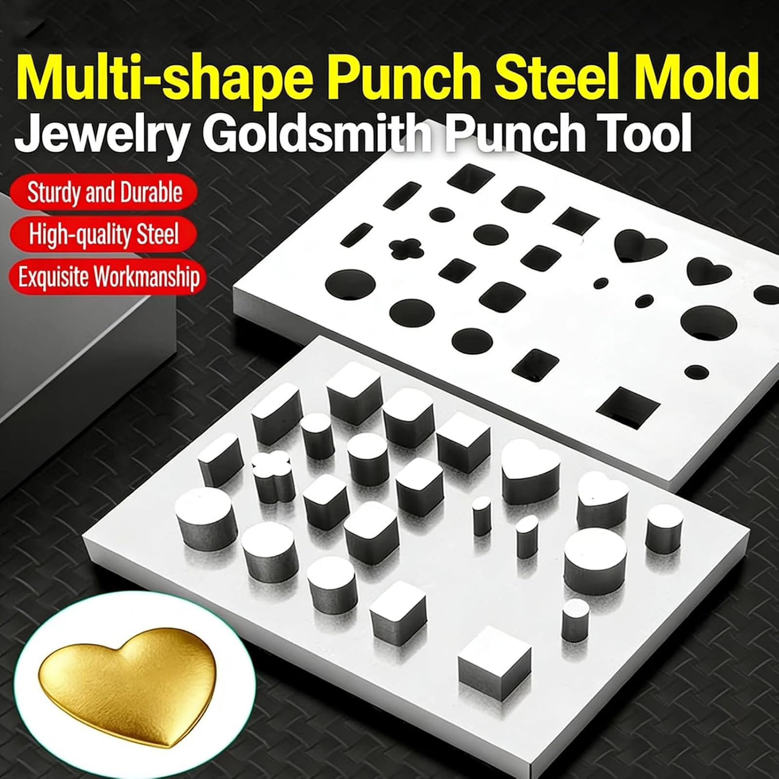 Juego de herramientas de estampado de joyas, troqueles en forma de corazón y multiforma, aleación de aluminio duradera, corte preciso para proyectos de manualidades y fabricación de joyas