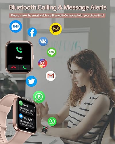 Miniatura 2 de VRPEFIT Relojes inteligentes para mujer contestarhacer llamadas pantalla táctil de 17 pulgadas con monitor de sueño de oxígeno en sangre y