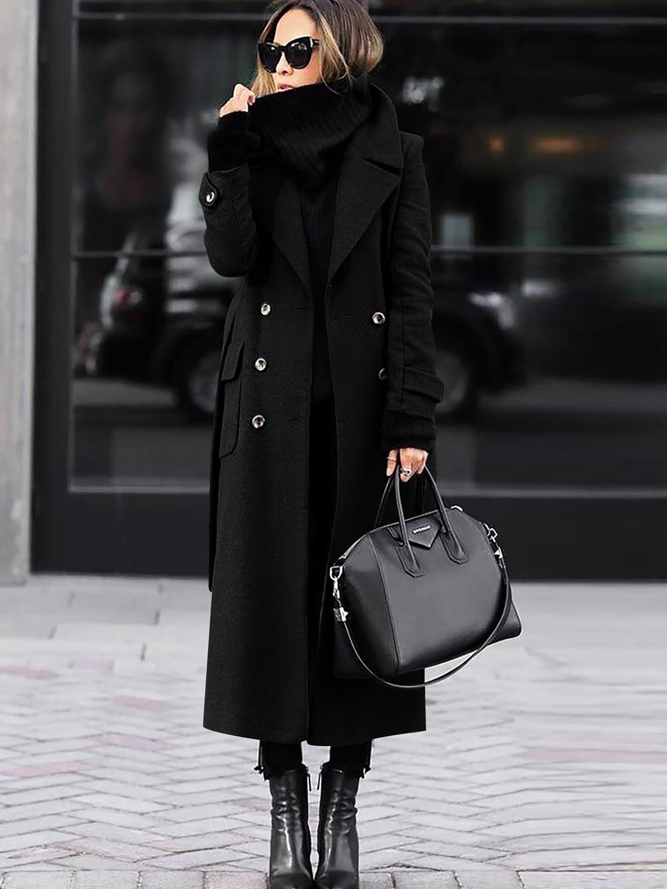 Cappotto doppio Petto Invernale da Donna Business Casual Cappotto lungo Invernale con Cintura