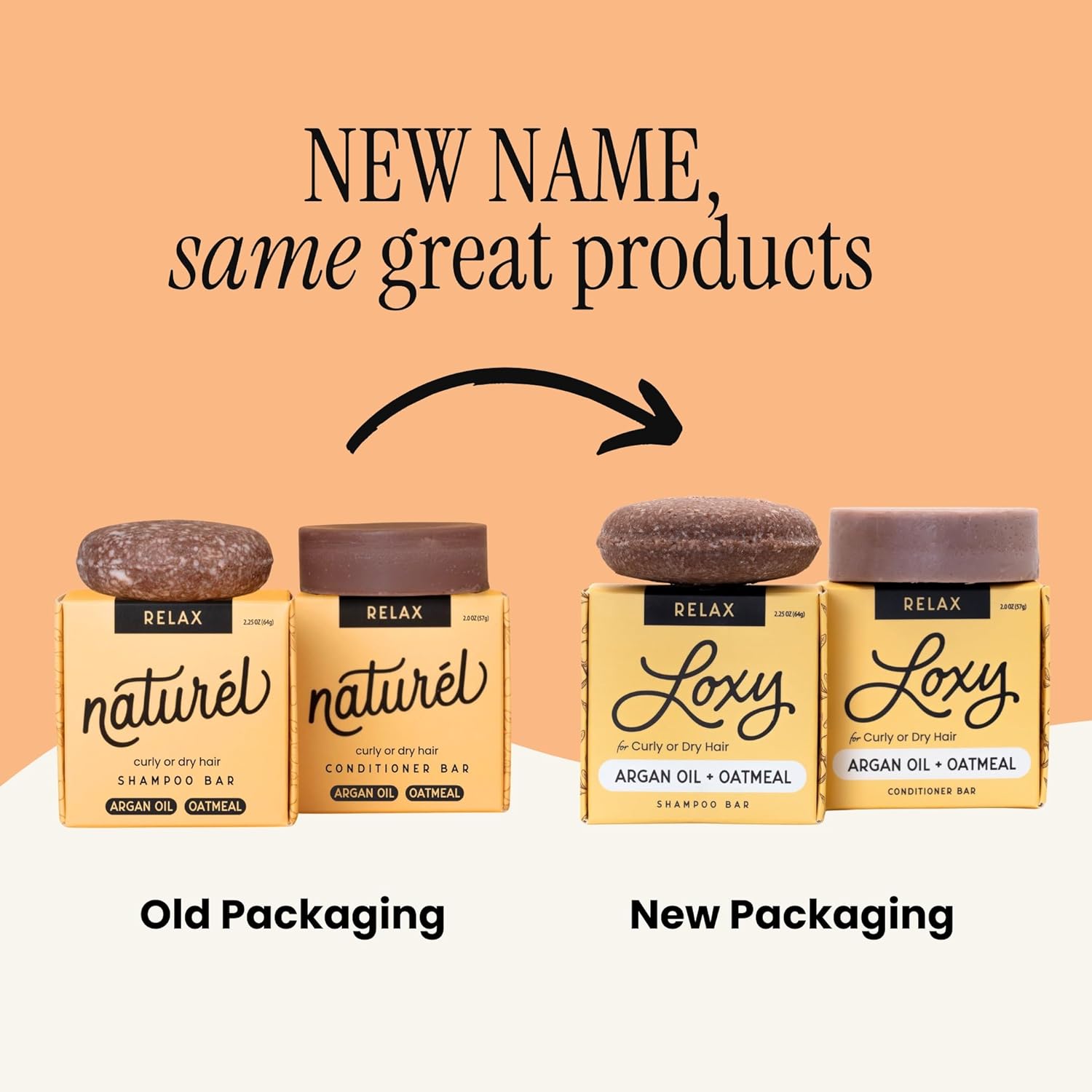Loxy Relax Moisturizing Shampoo and Conditioner Bar Soap Set for Curly, Wavy, or Frizzy Hair | Argan Oil & Oatmeal | Vegan & Cruelty Free | Zero Waste | Made in USA