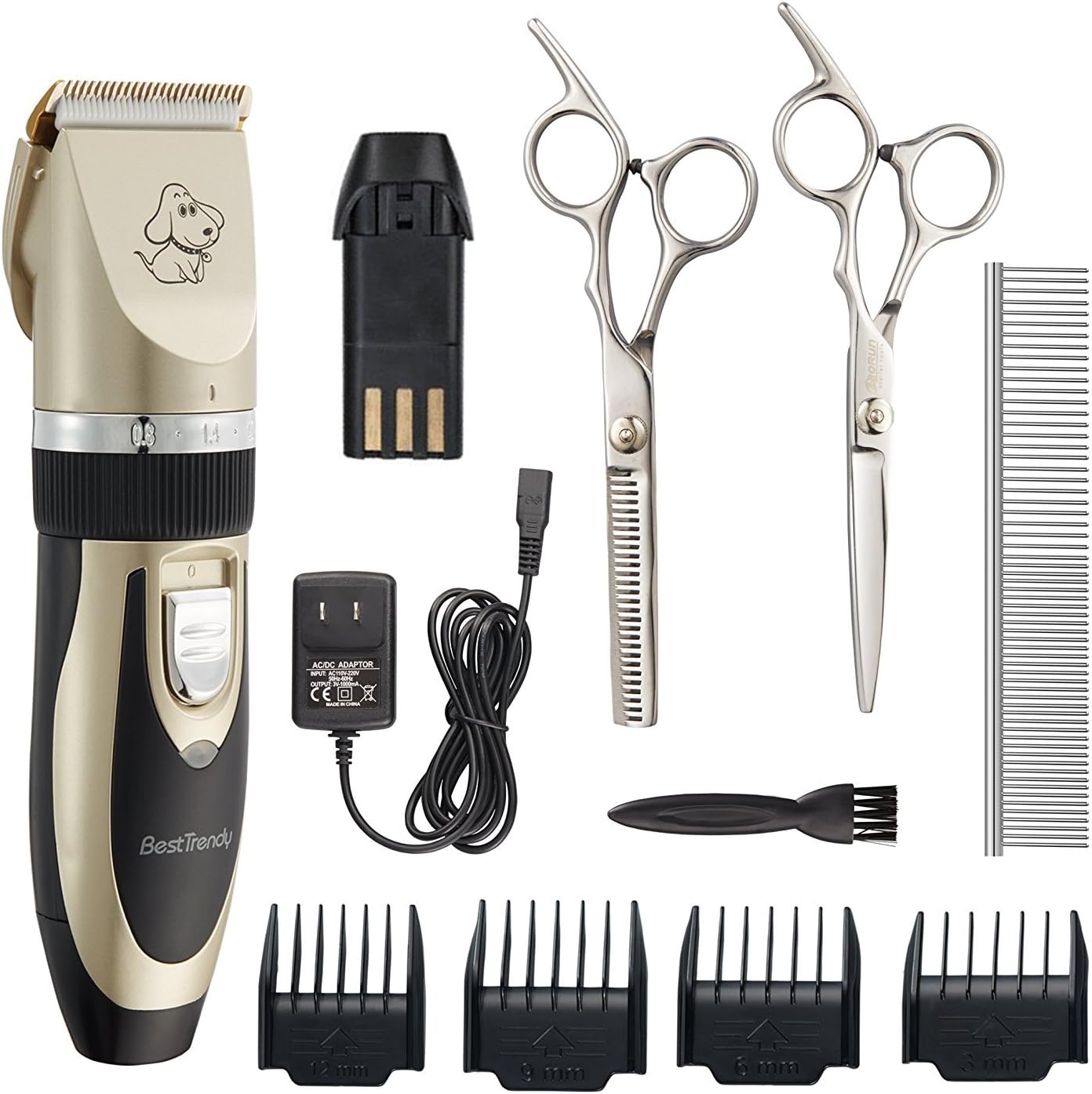 BESTTRENDY Professional Cat Dog Clippers, Low Noise Rechargeable Cordless Electric Pet Grooming Kit Tool Hair Trimmer Razor Blades with…