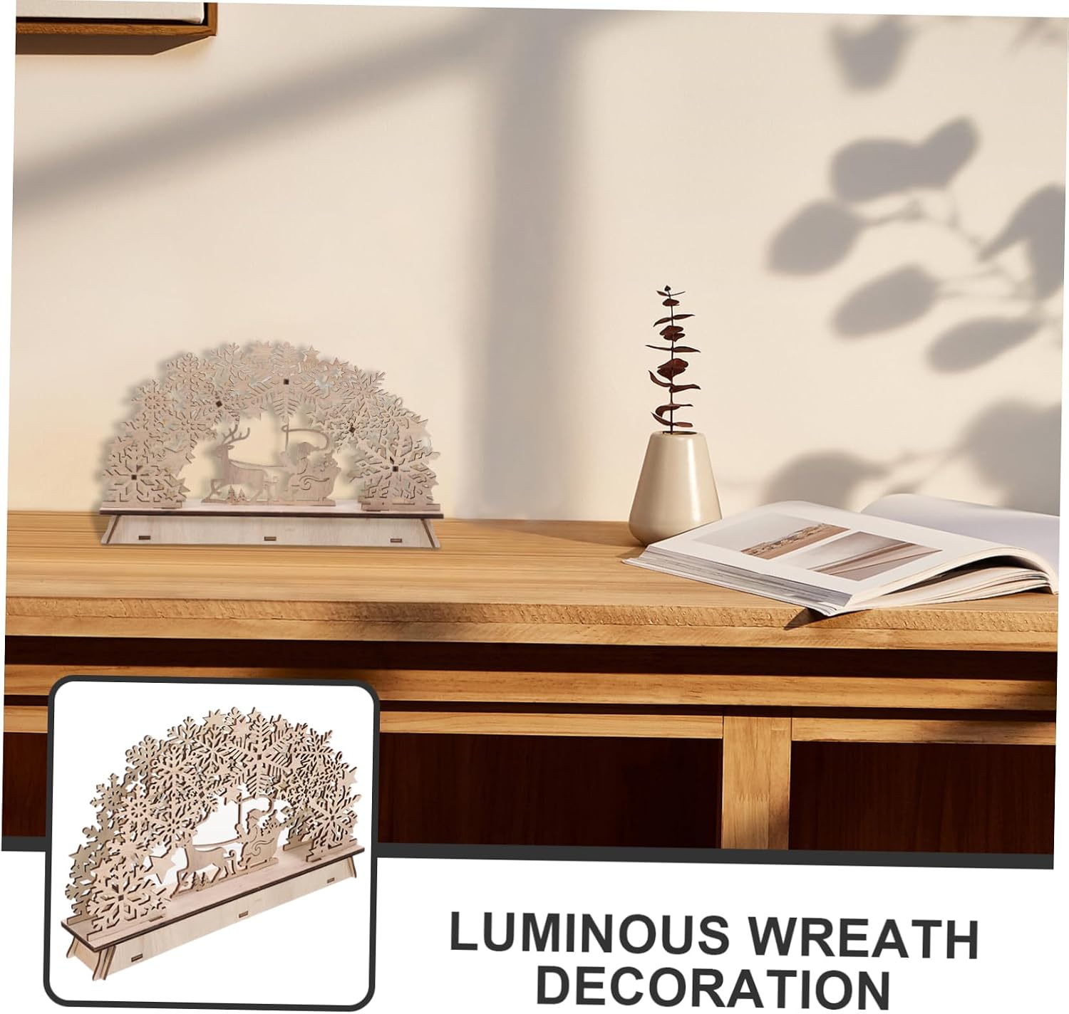 MAGICLULU Wooden House-shaped Decoration Creative Showcase Adornment for Christmas Decor for Tree Table and Festive Occasions White