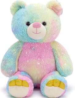 Tezituor Rainbow Teddy Bear Stuffed Animal,13.78in Cute Bear Plush Toys | Cozy Bears Plushies,Stuffies for Girlfriend, Kids Valentine’s Day,Christmas,Birthday Gifts,Huggable Medium Size(Rainbow)