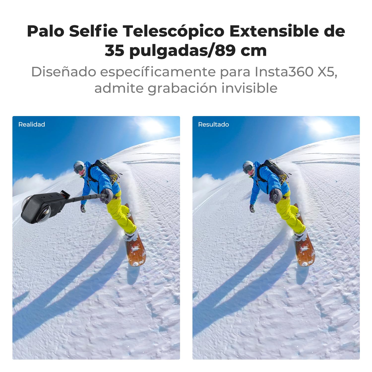 K&F CONCEPT Palo de Selfie magnético de liberación rápida Mejorado, Compatible con Insta360 X5/X4 Air, Varilla de extensión de aleación de Aluminio de 89 cm/35 Pulgadas, Palo Invisible