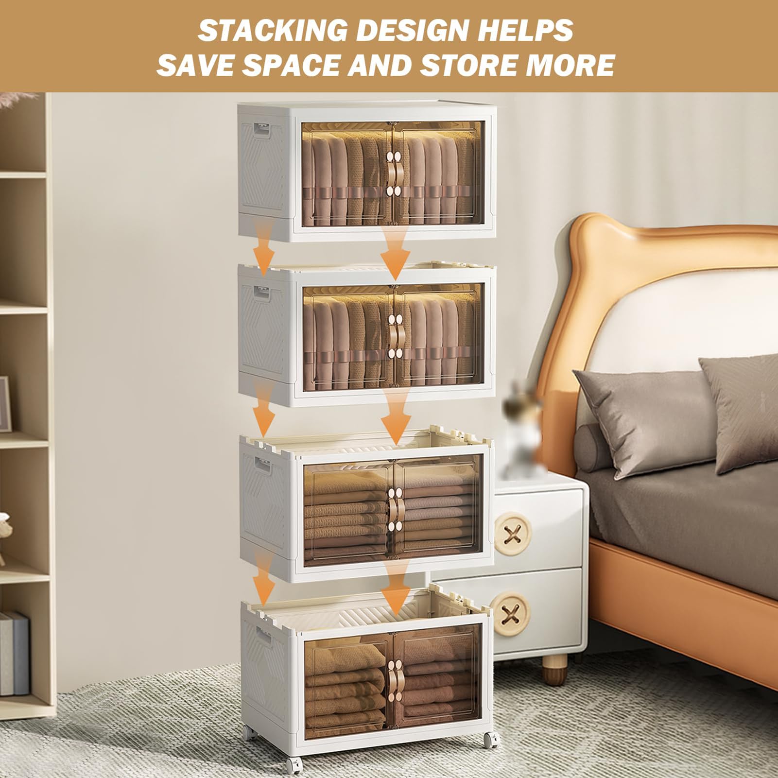 GAOXIAO Organizador de Almacenamiento de Cajones de Plástico, Cajonera Plastico Organizador Grandes, Torre de Almacenamiento con Ruedas para Oficina Hogar y Organización Width 45cm 2layer