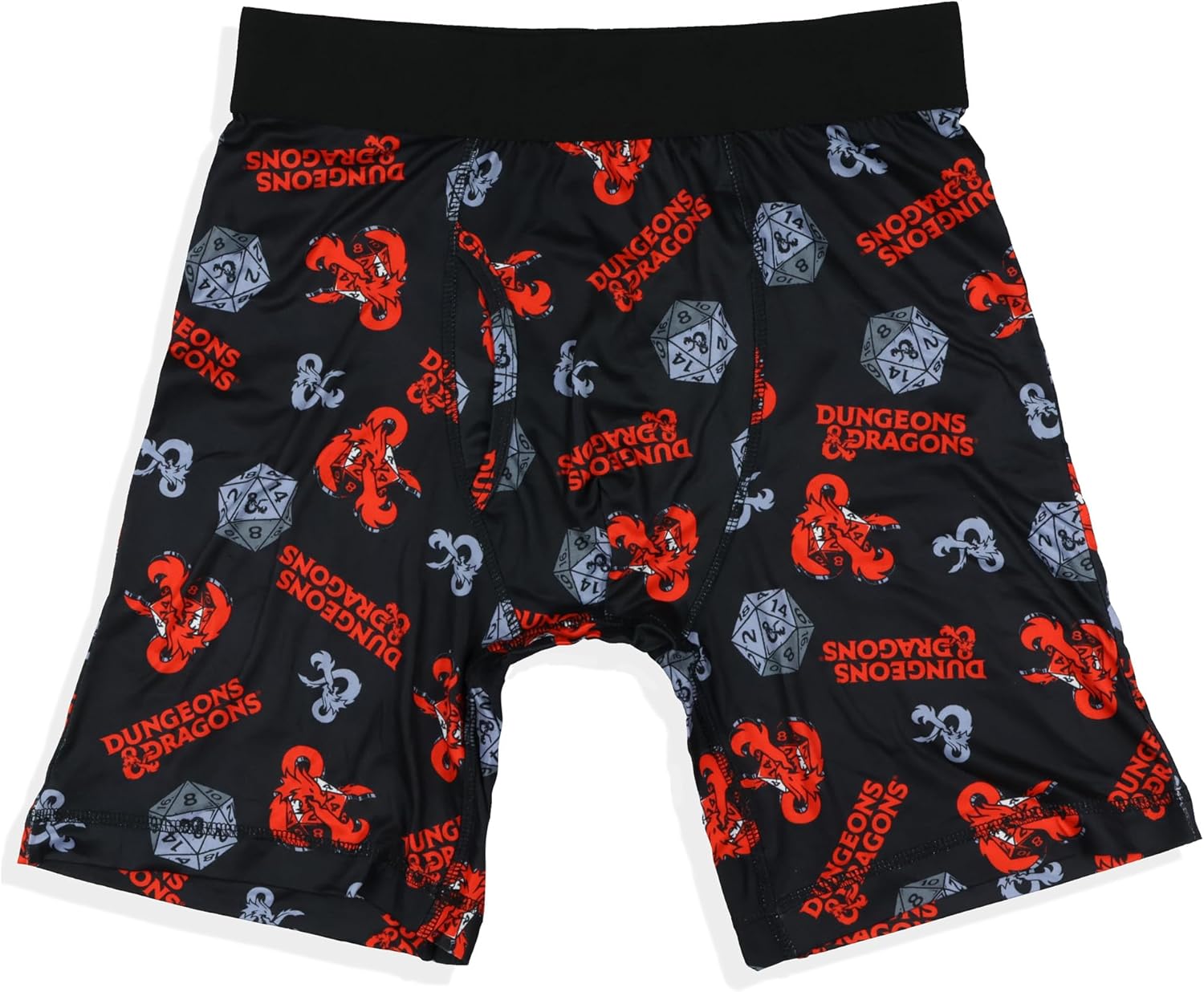 INTIMO Dungeons and Dragons Men's D20 Dice and D&D Logo Adult Boxer Briefs Long Leg Underwear