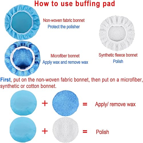 Miniatura 4 de SIQUK 26 almohadillas de pulido de automóvil de 5 pulgadas, kit de almohadillas de pulido de espuma, almohadillas de cera para pulir capos de cera,