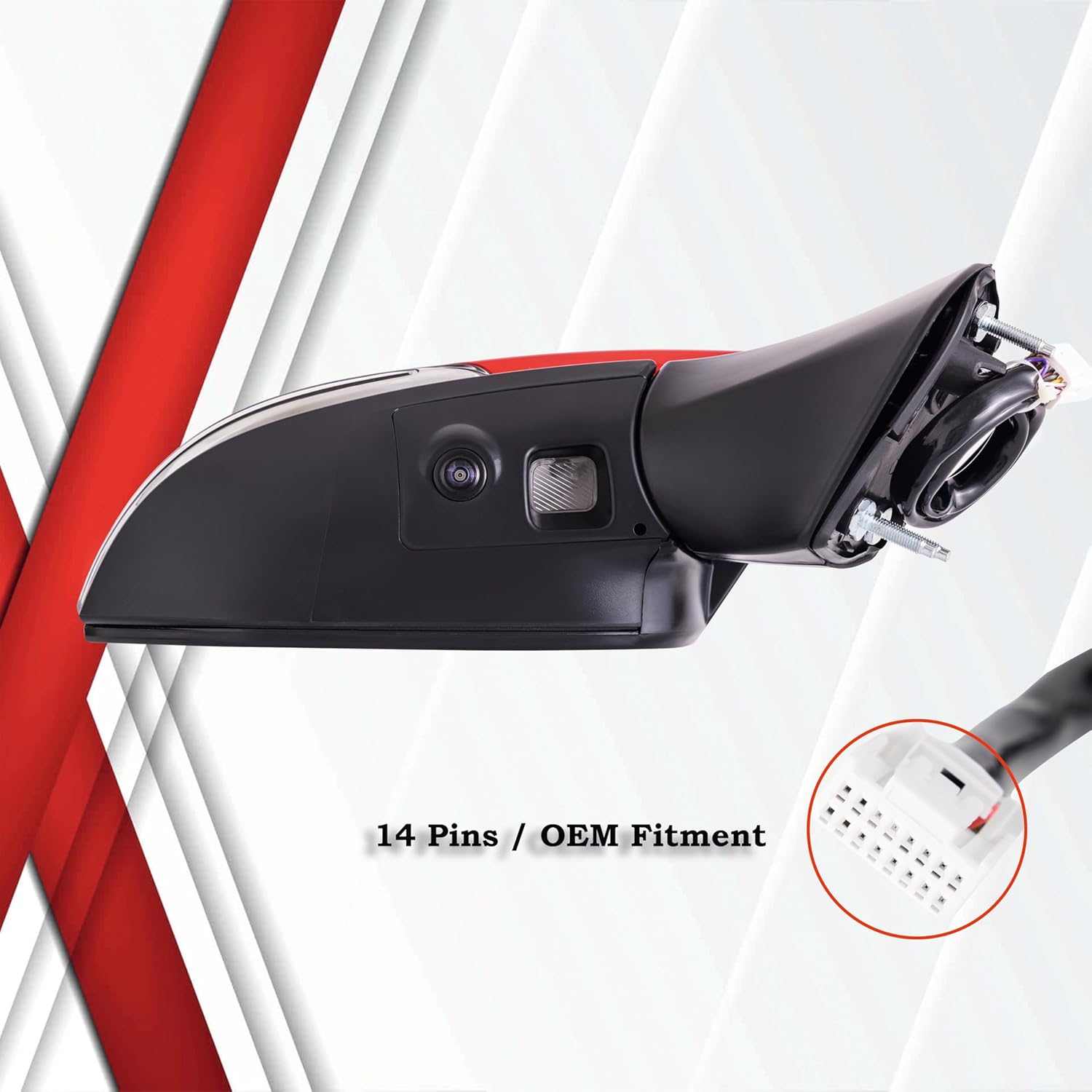 EAP Passenger Side Mirror Compatible with Toyota RAV4 2019–2025, Power Adjustment, With Heat, With Turn Signal, With Blind Spot, With Puddle, With Camera, Gray Metallic