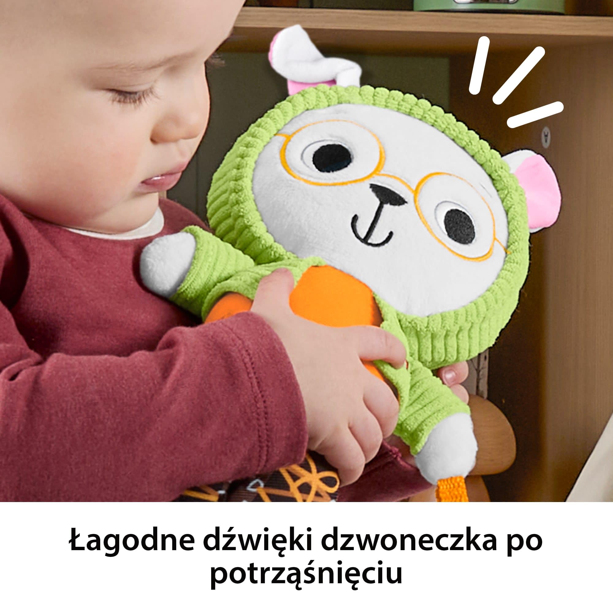 Fisher-Price Leśni Przyjaciele Króliczek-przytulanka z dzwoneczkiem, pluszowa maskotka + gryzaczek, elementy sensoryczne, zabawka pluszak dla niemowląt 6 mies.+, JLB87