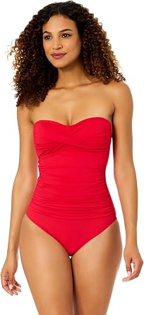 Twist Front Shirred One Piece Swimsuit by Anne Cole