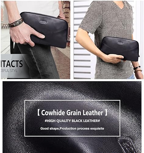 Miniatura 6 de Contacts Neceser de cuero para hombre, kit de afeitado de viaje, bolsa de ducha para baño, color negro, para aseo personal, Negro -