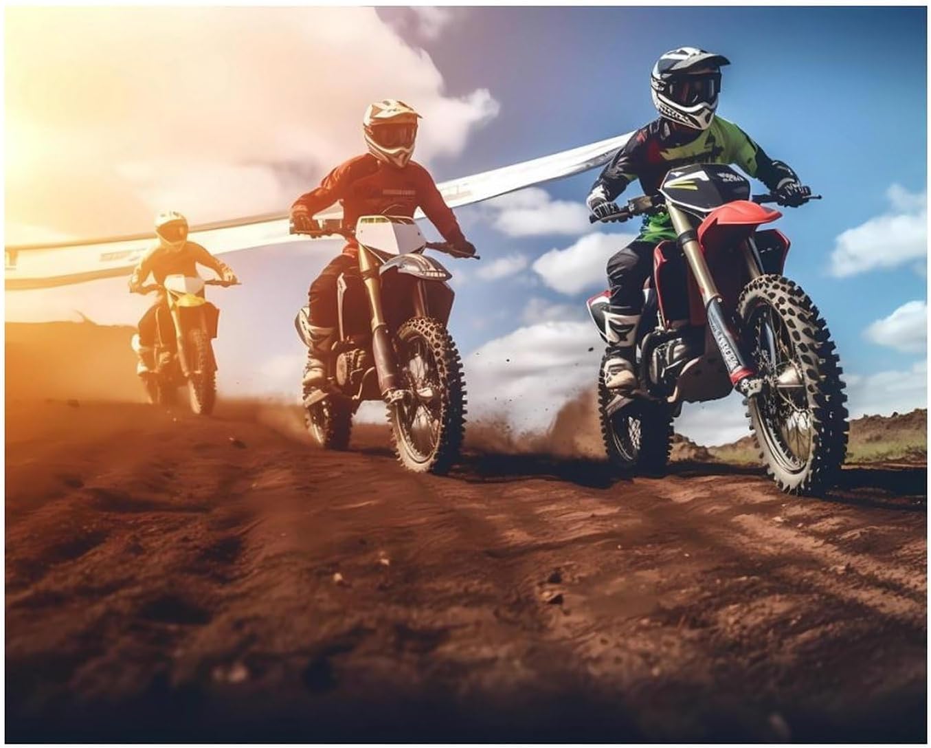 Motorcycle Motorsport Mountain Sunset Custom Diamond Picture for Adults Wall Art Full Drill Dots Paintings for Home Office Decor