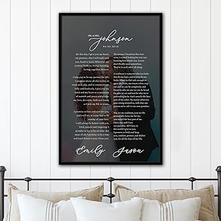 Personalized Wedding Vows Keepsake Canvas Wall Art Framed Sign About Cou...