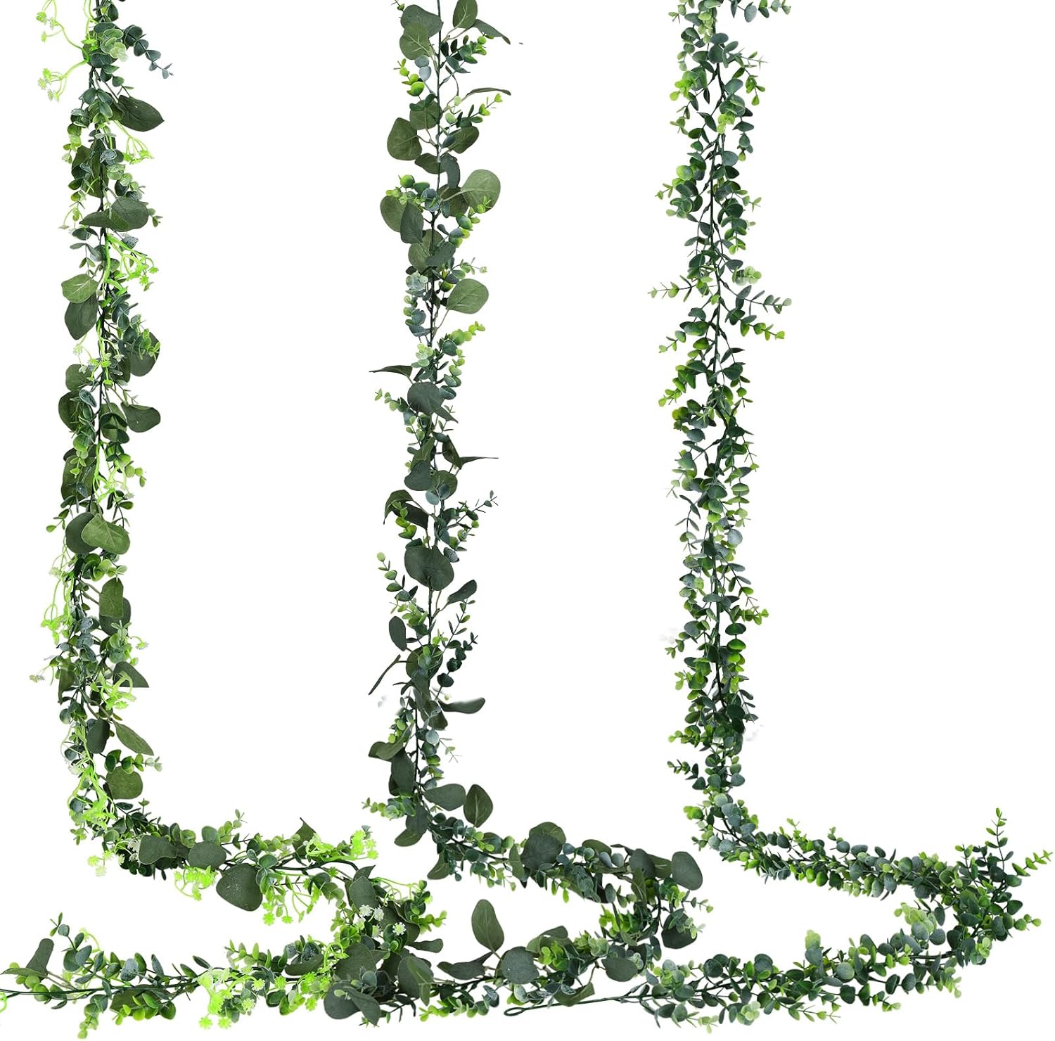 Jutom 3 Pcs Faux Eucalyptus Garland 5.84ft Artificial