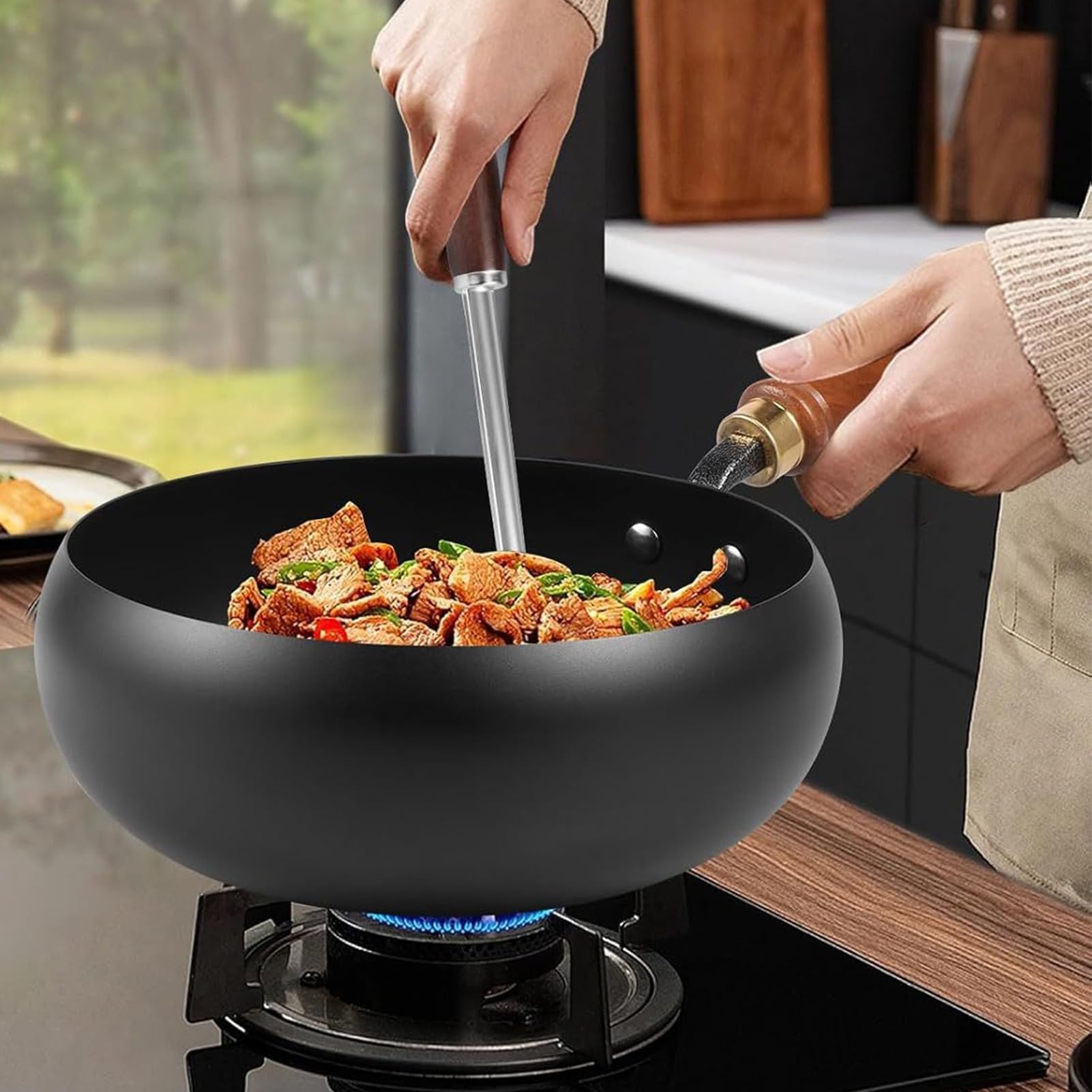 Gusseisentopf – Antihaftbeschichtete Auflaufformen mit Deckel | Küchenwerkzeug mit Spatel für elektrische Induktionsplatten Haus Restaurant Wohnung Camping Nudeln Suppe Fleisch