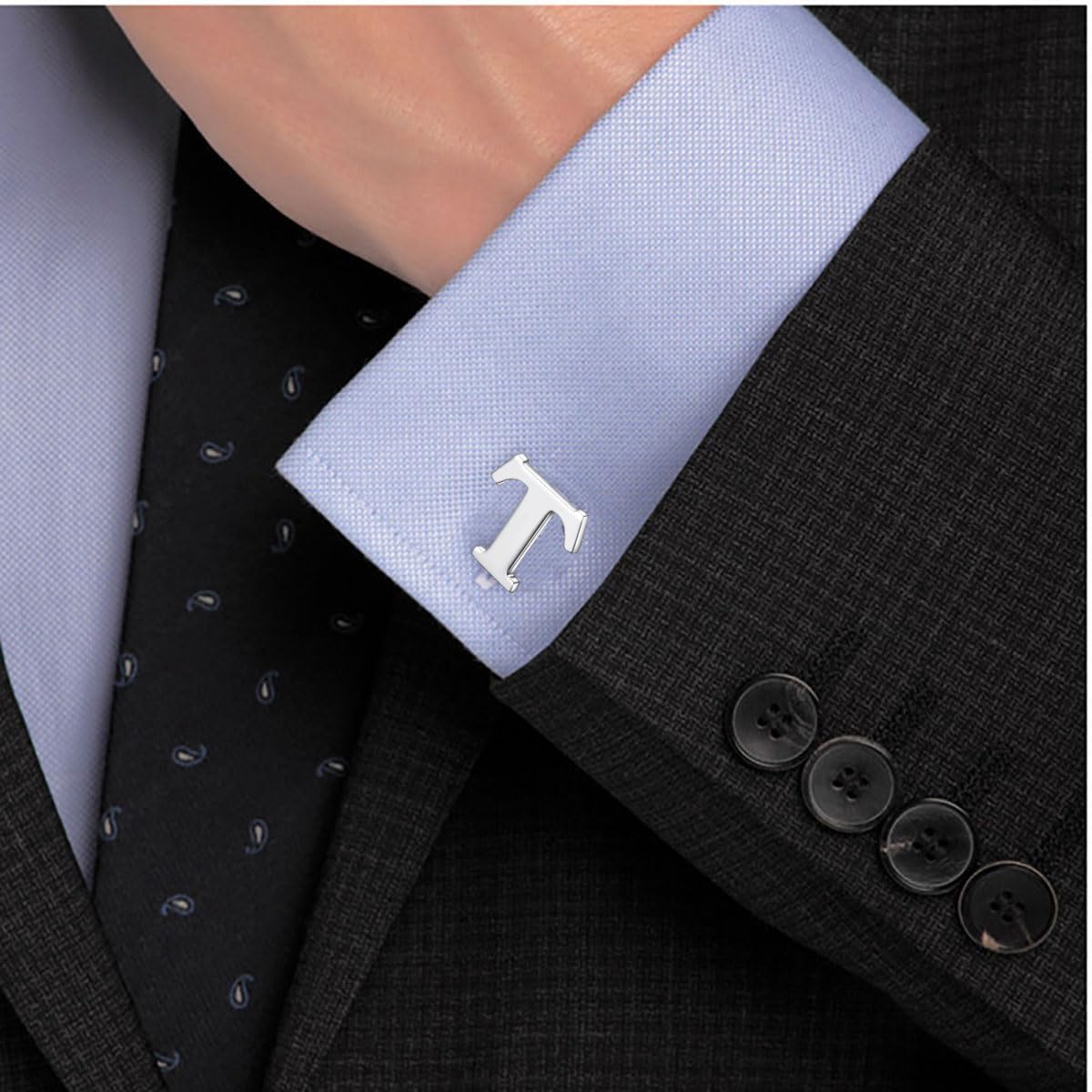 RunootPRInitials T Cufflinks for Men Unique Personalized Cuff links Wedding Business Shirt Party Jewelry Gift