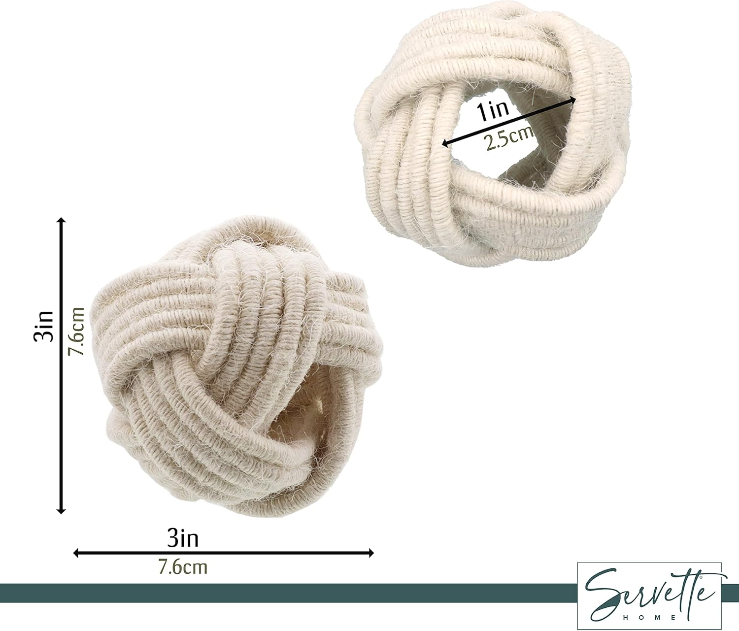 Ivory Braided Rope Napkin Rings - Set of 8 : Home & Kitchen