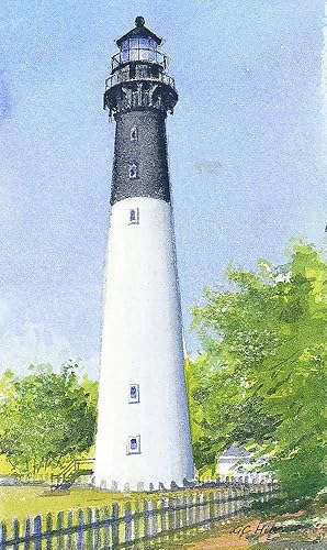 Hunting Island Lighthouse South Carolina - Impresiones artísticas de acuarela mate (8 x 10)
